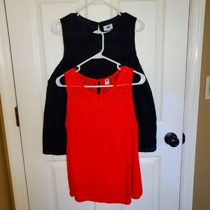TWO Sleeveless Old Navy Peasant Blouses Size Large